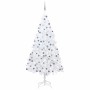 Árbol de Navidad preiluminado con luces y bolas blanco 210 cm
