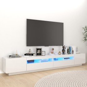 Mueble para TV con luces LED blanco brillante 260x35x40 cm en Muebles TV | Comprar online en Foro24