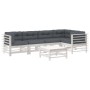6-teiliges Gartenmöbel-Set und weiße Massivholzkissen von vidaXL, Gartensets - Ref: Foro24-3186005, Preis: 620,90 €, Rabatt: %