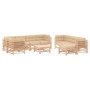 Juego de muebles de jardín 10 piezas y cojines madera maciza