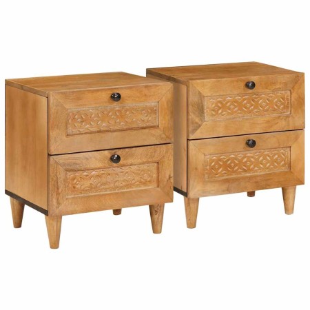 Mesa de Noche con cajón 2 pcs Marrón claro 40 x 33 x 46 cm