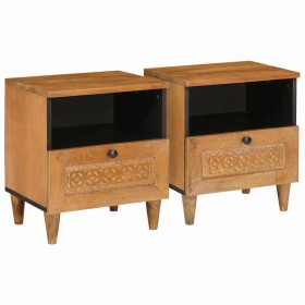 Mesa de Noche con cajón 2 pcs Marrón claro 40 x 33 x 46 cm