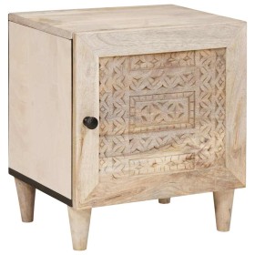 Mesa de Noche Beige 40 x 33 x 46 cm madera maciza de mango