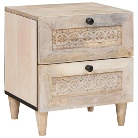 Mesa de Noche Beige 40 x 33 x 46 cm madera maciza de mango