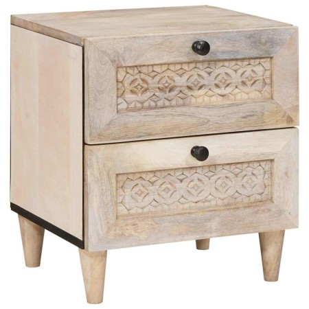 Mesa de Noche Beige 40 x 33 x 46 cm madera maciza de mango