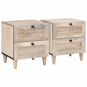 Mesa de Noche con cajón 2 pcs Beige 40 x 33 x 46 cm