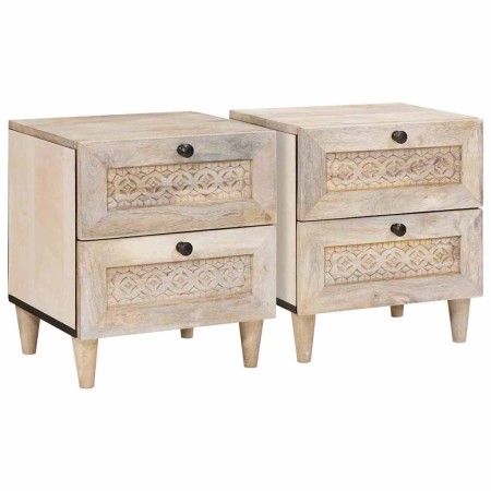 Mesa de Noche con cajón 2 pcs Beige 40 x 33 x 46 cm