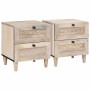 Mesa de Noche con cajón 2 pcs Beige 40 x 33 x 46 cm