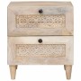 Mesa de Noche con cajón 2 pcs Beige 40 x 33 x 46 cm