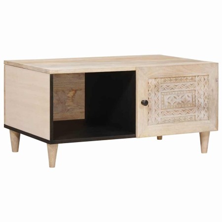 Mesa de Café Beige 80 x 50 x 40 cm madera maciza de mango