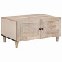 Mesa de Café Beige 80 x 50 x 40 cm madera maciza de mango
