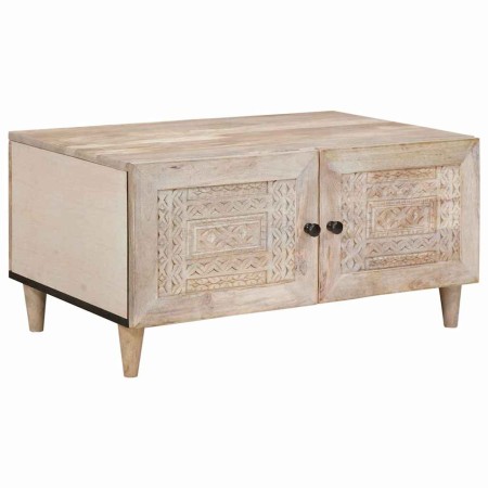Mesa de Café Beige 80 x 50 x 40 cm madera maciza de mango