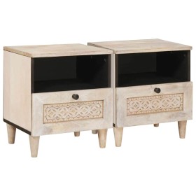 Mesa de Noche con cajón 2 pcs Beige 40 x 33 x 46 cm