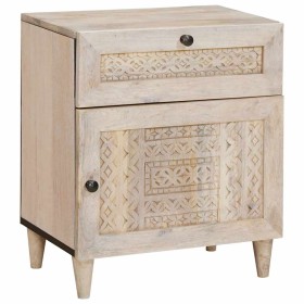 Mesa de Noche Beige 50 x 33 x 60 cm madera maciza de mango