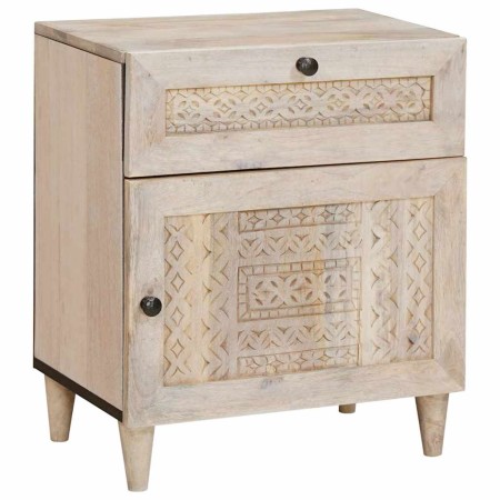 Mesa de Noche Beige 50 x 33 x 60 cm madera maciza de mango