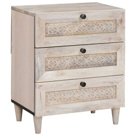 Mesa de Noche Beige 50 x 33 x 60 cm madera maciza de mango