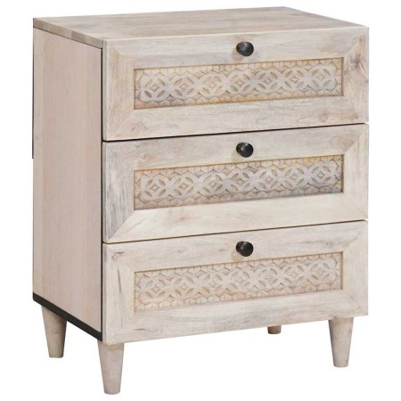 Mesa de Noche Beige 50 x 33 x 60 cm madera maciza de mango