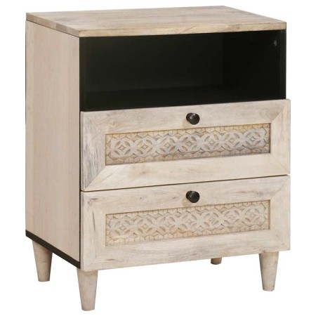 Mesa de Noche Beige 50 x 33 x 60 cm madera maciza de mango
