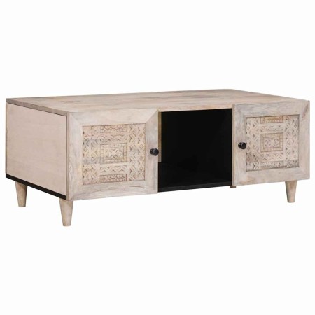 Mesa de Café Beige 100 x 54 x 40 cm madera maciza de mango