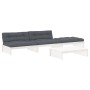 4-teiliges Gartenmöbel-Set und weiße Massivholzkissen von vidaXL, Gartensets - Ref: Foro24-3186138, Preis: 799,94 €, Rabatt: %