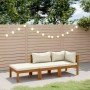 Muebles de jardín 3 pzas madera maciza de acacia cojines crema