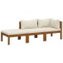 Muebles de jardín 3 pzas madera maciza de acacia cojines crema