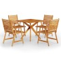 Juego de comedor de jardín 5 piezas madera maciza de acacia