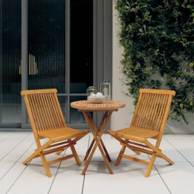 Juego de comedor para jardín 3 piezas madera maciza de teca