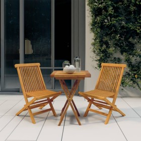 Juego de comedor para jardín 3 piezas madera maciza de teca