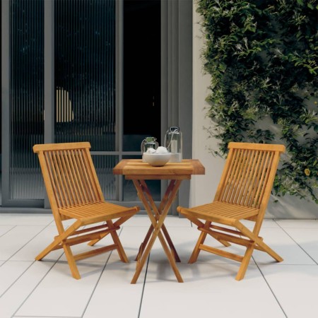 Juego de comedor para jardín 3 piezas madera maciza de teca