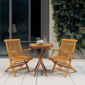 Juego de comedor para jardín 3 piezas madera maciza de teca