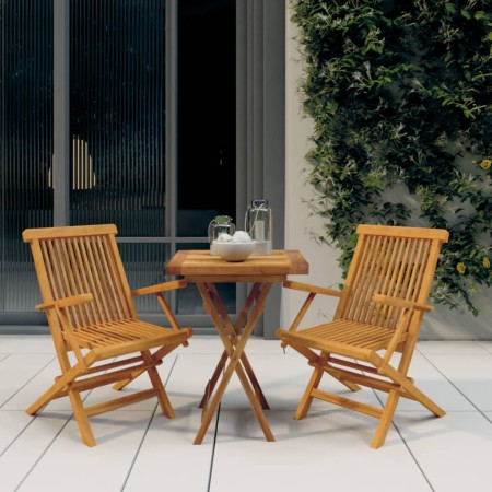 Juego de comedor para jardín 3 piezas madera maciza de teca