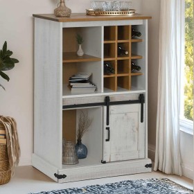 Vinoteca HALDEN con botelleros y puerta corredera blanco pino