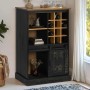 Vinoteca HALDEN con botelleros y puerta corredera negro pino