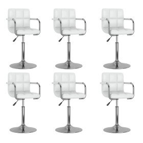 Sillas de comedor giratorias 6 unidades cuero sintético blanco