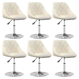 Silla de comedor giratoria 6 uds terciopelo crema en Sillas de comedor | Comprar online en Foro24