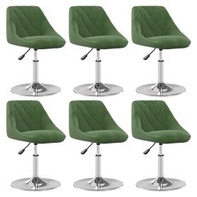 Silla de comedor giratoria 6 uds terciopelo verde oscuro Silla de comedor giratoria 6 uds terciopelo verde oscuro