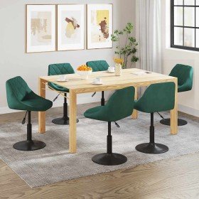Silla de comedor giratoria 6 uds terciopelo verde oscuro Silla de comedor giratoria 6 uds terciopelo verde oscuro