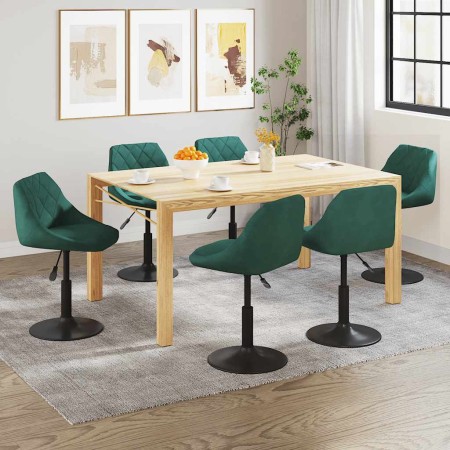 Silla de comedor giratoria 6 uds terciopelo verde oscuro