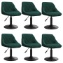 Silla de comedor giratoria 6 uds terciopelo verde oscuro