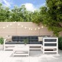 6-teiliges Gartenmöbel-Set und weiße Massivholzkissen von vidaXL, Gartensets - Ref: Foro24-3185991, Preis: 520,77 €, Rabatt: %
