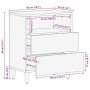 Mesita de noche madera maciza de mango 50x33x60 cm