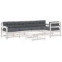 6-piece garden furniture set and white solid wood cushions by vidaXL, Garden sets - Ref: Foro24-3185991, Price: 520,77 €, Dis...