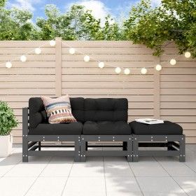 3-piece garden sofa set with gray solid wood cushions by vidaXL, Garden sets - Ref: Foro24-3186034, Price: 322,17 €, Discount: %