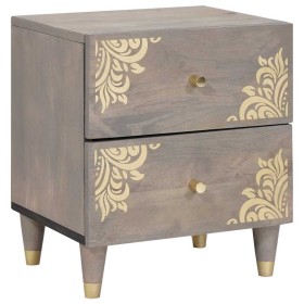 Armario de Noche Gris 40 x 33 x 46 cm madera maciza de mango