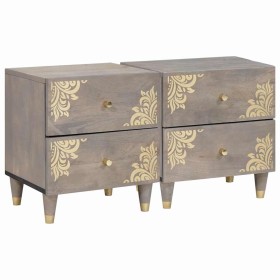 Armario de Noche con cajón 2 pcs Gris 40 x 33 x 46 cm