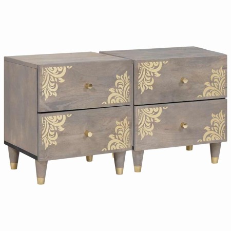 Armario de Noche con cajón 2 pcs Gris 40 x 33 x 46 cm