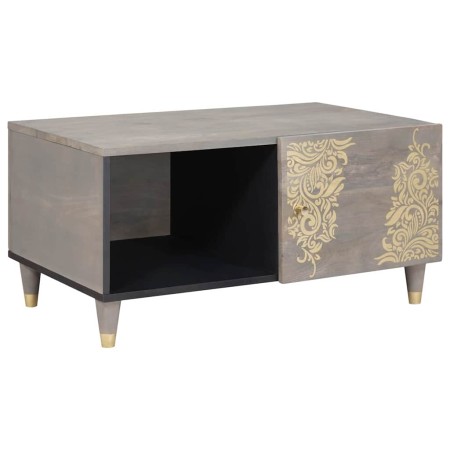 Mesa de Café Gris 80 x 50 x 40 cm madera maciza de mango