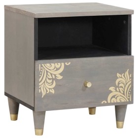 Armario de Noche Gris 40 x 33 x 46 cm madera maciza de mango