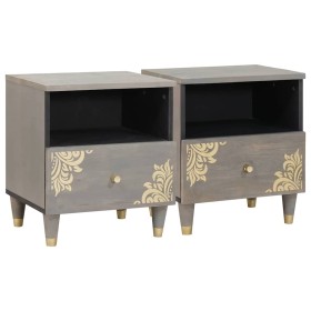 Armario de Noche con cajón 2 pcs Gris 40 x 33 x 46 cm